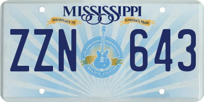 MS license plate ZZN643