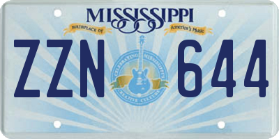 MS license plate ZZN644