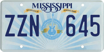 MS license plate ZZN645