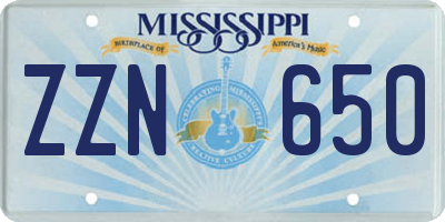 MS license plate ZZN650