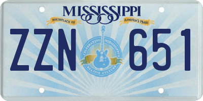MS license plate ZZN651