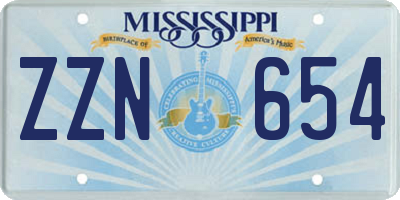 MS license plate ZZN654