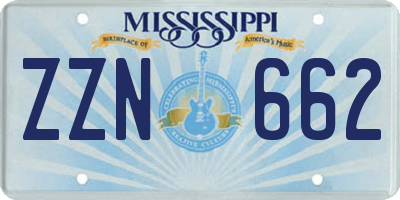 MS license plate ZZN662