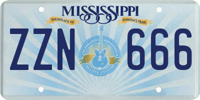 MS license plate ZZN666