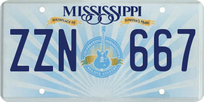 MS license plate ZZN667