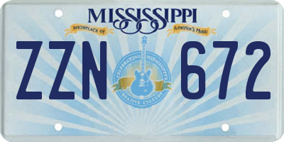 MS license plate ZZN672