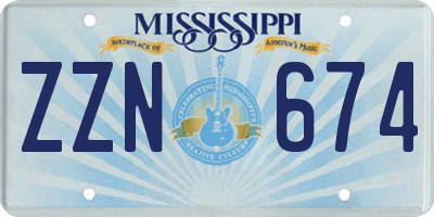 MS license plate ZZN674