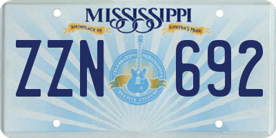 MS license plate ZZN692