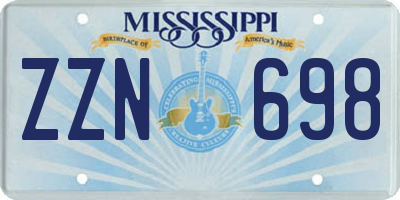 MS license plate ZZN698