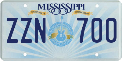 MS license plate ZZN700