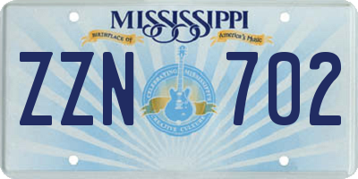 MS license plate ZZN702