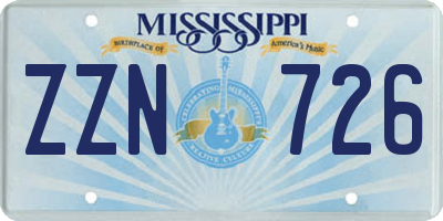 MS license plate ZZN726