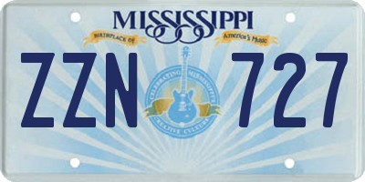 MS license plate ZZN727