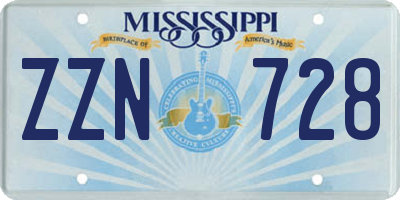 MS license plate ZZN728
