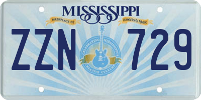 MS license plate ZZN729