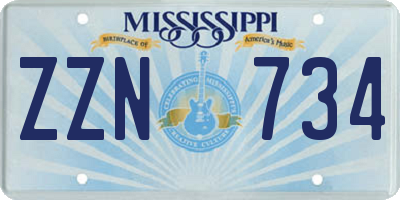 MS license plate ZZN734