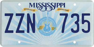 MS license plate ZZN735