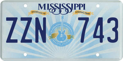 MS license plate ZZN743