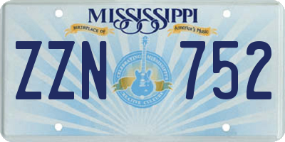 MS license plate ZZN752