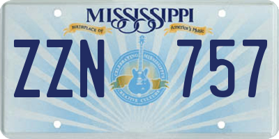 MS license plate ZZN757