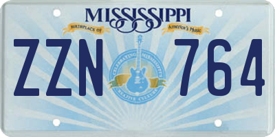 MS license plate ZZN764