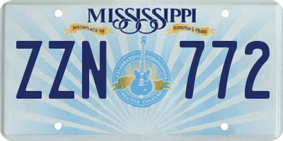 MS license plate ZZN772