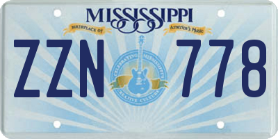 MS license plate ZZN778
