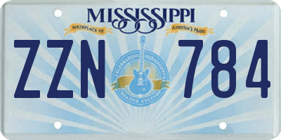 MS license plate ZZN784