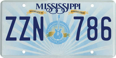 MS license plate ZZN786