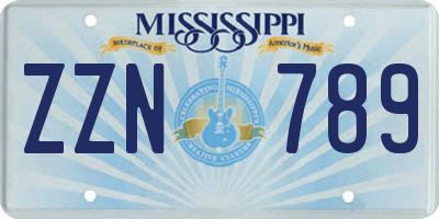 MS license plate ZZN789