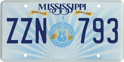 MS license plate ZZN793
