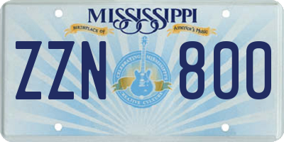 MS license plate ZZN800