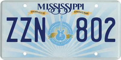 MS license plate ZZN802