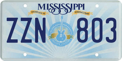 MS license plate ZZN803