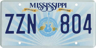 MS license plate ZZN804