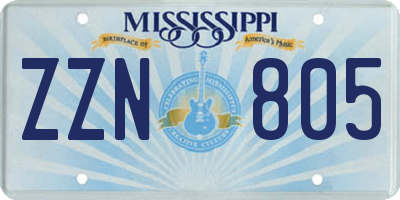 MS license plate ZZN805