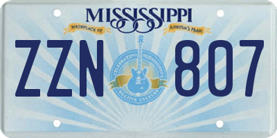 MS license plate ZZN807