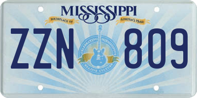 MS license plate ZZN809