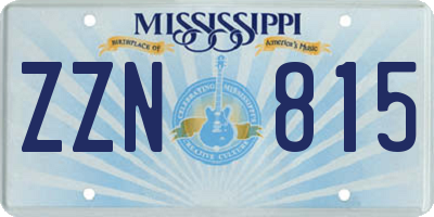 MS license plate ZZN815