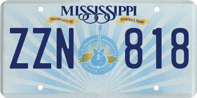 MS license plate ZZN818