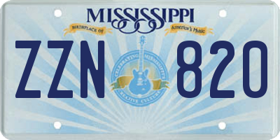 MS license plate ZZN820