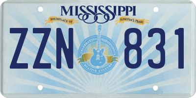 MS license plate ZZN831