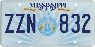 MS license plate ZZN832