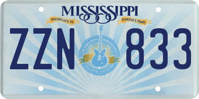 MS license plate ZZN833