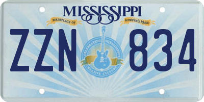 MS license plate ZZN834