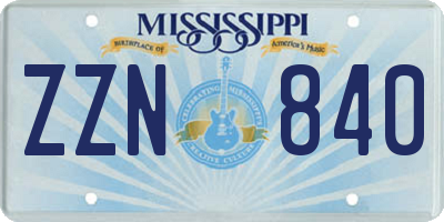 MS license plate ZZN840