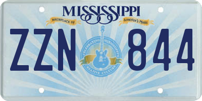 MS license plate ZZN844