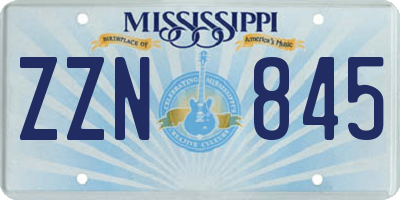 MS license plate ZZN845