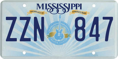 MS license plate ZZN847
