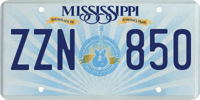 MS license plate ZZN850